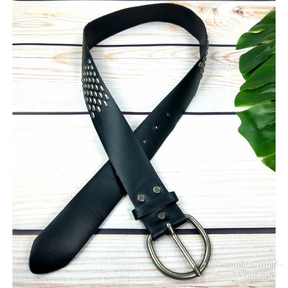 Belt Accessories - Vegan leather black studded belt
